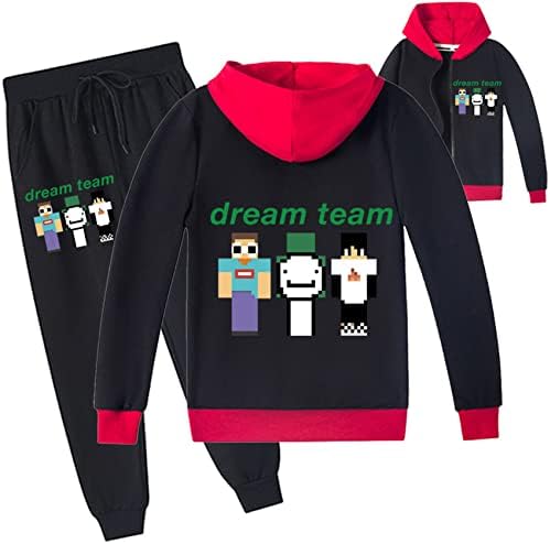Момци на Умокан, девојки Dreamwastaken zip up качулка јакна+костум за џемпери, 2 парчиња облеки за тимови поставени за деца