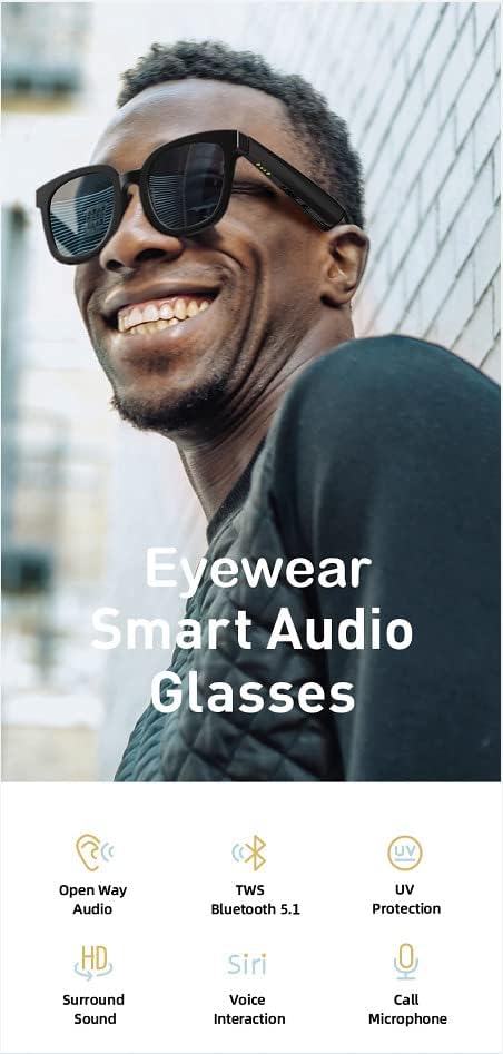WLV-TECH BTG-02-6 Дизајнер Bluetooth Аудио Паметни Очила Со Сина Светлина Филтер Леќи Исклучителни Отворено Уво Аудио Звук Унисекс, Црна