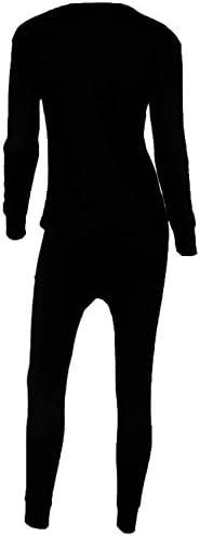 Вуху женски памучна термичка долна облека со две парчиња долги Hons сет-црна црна боја
