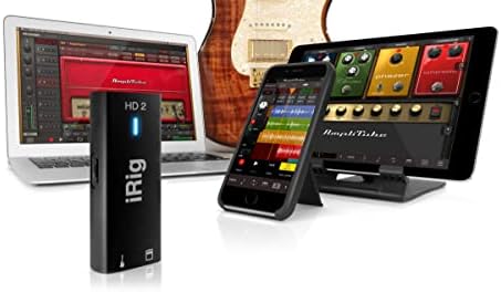 IK Multimedia IRIG HD 2 гитара аудио интерфејс за iPhone, iPad, Mac, iOS и компјутер со USB-C, молња и USB кабли и 24-битна, музичка снимка