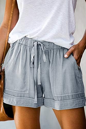 Mosените од Мокусор, удобно влечење, случајна еластична половината чиста боја шорцеви летни плажа лесни кратки панталони со џебови