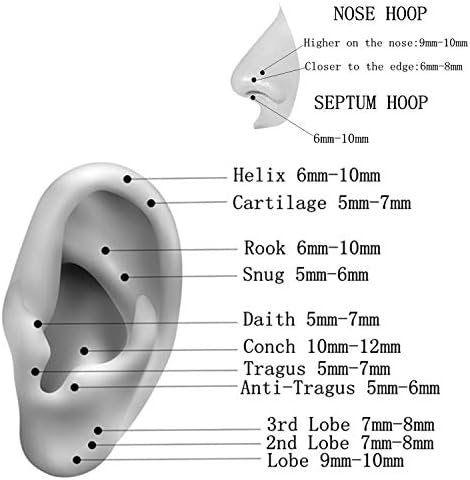 Следете ги 316L Хируршки челични прстени за нос прстени за носење на септумот сегмент прстен за усни пробоци на уво обетки за 'рскавица