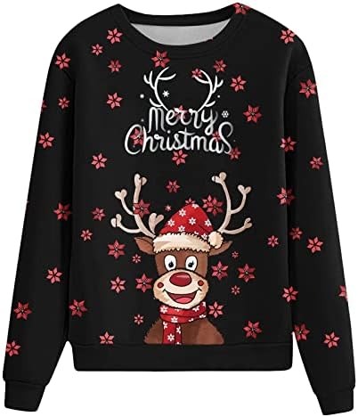Божиќни џемпери на Пимелу за жени, Божиќен џемпер со долг ракав, лабава касаул дуксери, џемпери на џемпери, врвови на туники