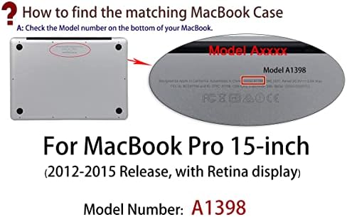 UESWILL компатибилен со MacBook Pro, Model A1398, пластична тврда школка кутија со црна тастатура за покривка + крпа за микрофибер, црна