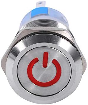 Прекинувач за копче за напојување со моќност од 19мм 12V, водоотпорен 1NO1NC прекинувач за копче за самостојно заклучување за