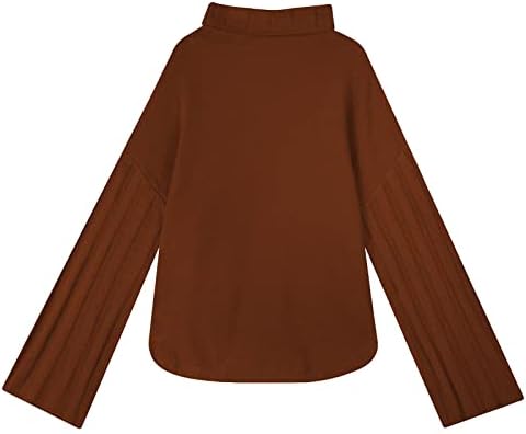 Џемпери за жени жени зимски цврст пуловер џемпер лабав преголем џемпер со висок врат