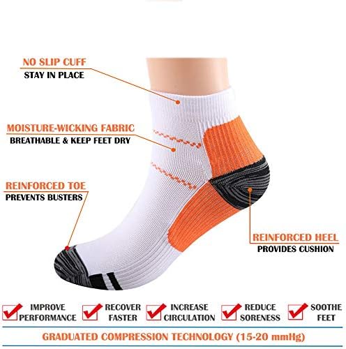 Чорапи за компресија на AplusCoice за циркулација на жени и мажи 15-20 mmHg Поддршка за глуждот чорапи најдобро за трчање, патување со