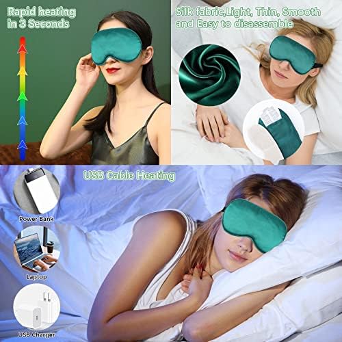 Загреана маска за очи за суви очи Спиење свилена маска за очи со 5 нивоа Контрола на температурата на температурата топла компресија