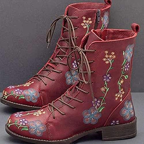 Чизми за жени со ниска потпетица гроздобер зимски глуждови чизми зимски кожни чизми борбени чизми чевли невестински партиски