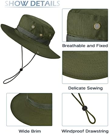 Zando Mens Rhobal Hat For Men Women Lutture Safari Hat Надворешно пешачење со буни капи за мажи за заштита на сонцето за жени за жени