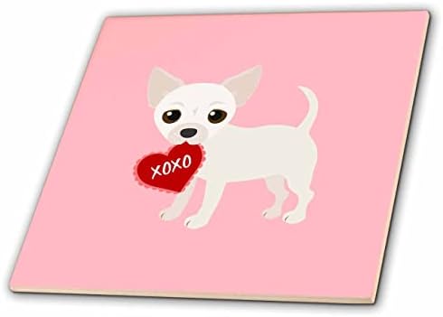 3dRose Јана Салак Дизајнира Денот На Вљубените-Бела Чивава Валентин XOXO Куче-Плочки