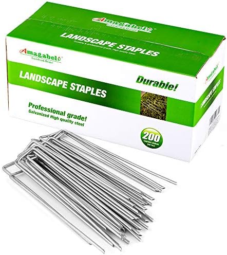 Amagabeli 5.8oz 3ft X100ft Weed Barrier Barrier 8inch и 10inch 200pack Galvanized Pandscape Staple