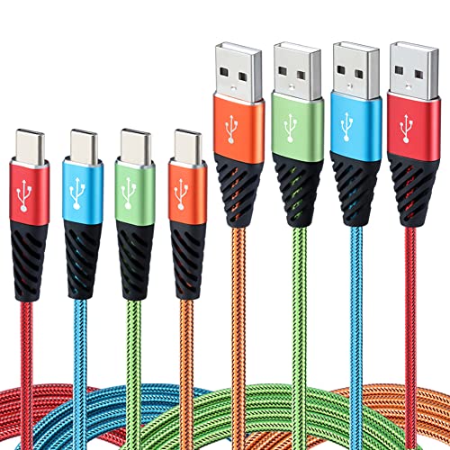 Кабел Boenoea USB C [4-Pack, 10FT] USB A до тип C Брзо полнење кабел Трајлив најлон плетенка USB C полнач, компатибилен со