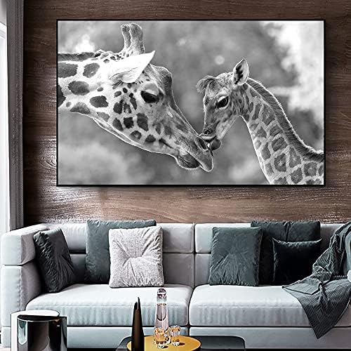 Современ уметнички декор Мајка и бебе жирафа животно платно сликање на wallидна уметност постер и отпечатоци слика за дневна соба куадрос