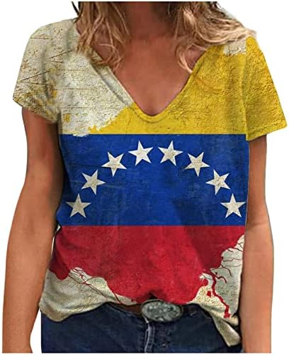 Денот на независноста на врвот на 4 -ти јули Патриотски кошули 2023 Летниот краток ракав против вратот Обични манжети Американски