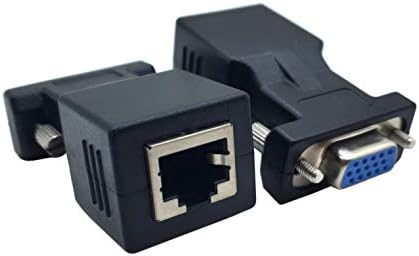Haokiang VGA Extender преку адаптер за етернет, VGA 15 Pin Female To CAT5 CAT6 RJ45 Femaleенски мрежен кабел Адаптер за конектор за екстендер