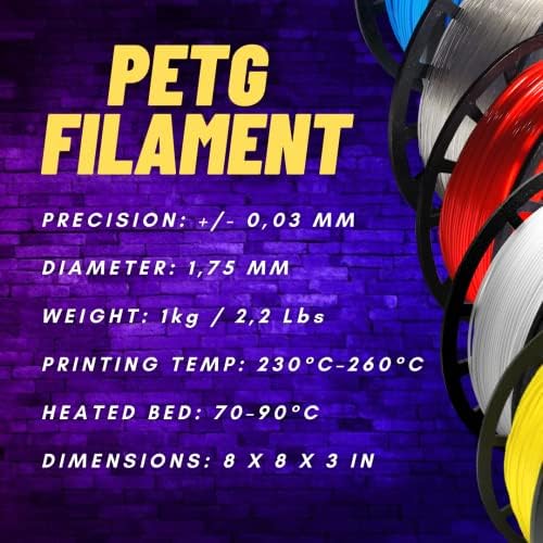 Филаментот IIIDMAX PETG 1.75мм - Премиум 3Д филамент за печатач - 1 кг, димензионална точност +/- 0,03 мм - без заплет, без