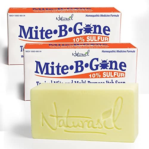 Mite-B-gone 10% сулфур сапун Олеснување на чешање за каснувања од инсекти, акни, чешање и црвенило брзо и ефикасно олеснување со природно мешање