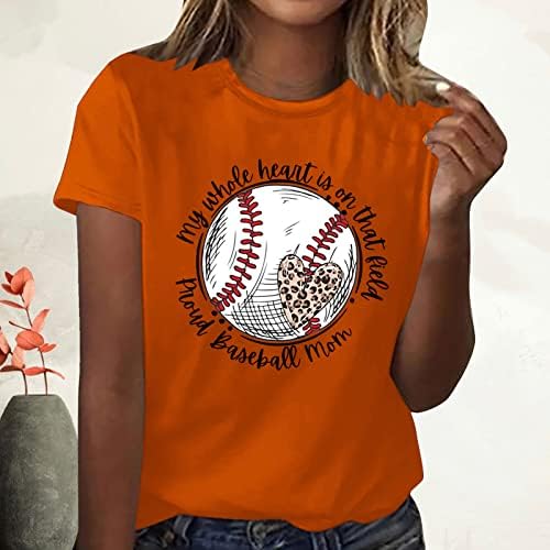 Женска бејзбол маичка буква за печатење графички маички слатки мама кошула врвови со стандардни врски со кратки ракави кошули