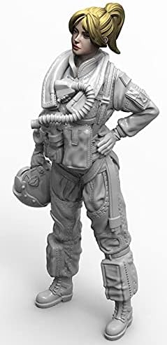 Goodmoel 1/32 Sci-Fi Phенски пилотски војник во војник од смола, непрекинат и необоен комплет за минијатурна смола / / FS5-87