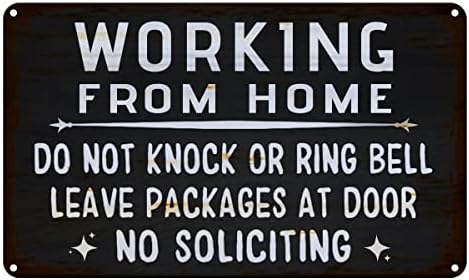Работејќи од домашен знак Не тропајте или ringвонење на пакетите со bellвонче на врата, без да барате знак за дрво за деловно знак за