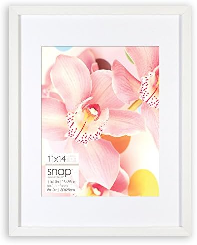 Snap Essential Wallид монтажа или таблета рамка за слика со МАТ, 11 x 14 измешана до 8 x 10, бела.