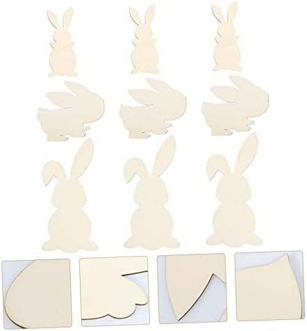 BESPORTBLE 9 парчиња Сликарство Дрвени Чипови Зајаче Играчки За Деца Орнаменти За Занаети Минијатурни Орнаменти Зајаче Минијатурен Украс Недовршени