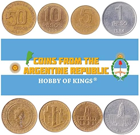 3 монети од Аргентина | Колекција на сет на аргентински монети 5 10 25 пезоси | Циркулирана 1961-1968 | Ел Ресеро | Брод | Сол