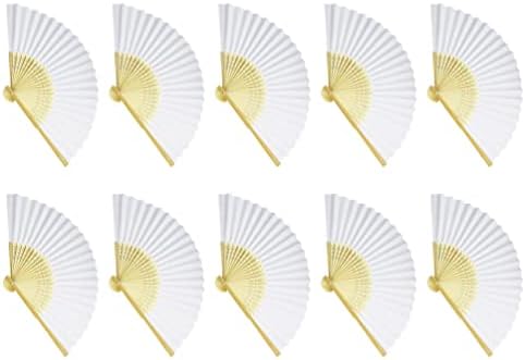 Рачни Вентилатори на Ipetboom 10 парчиња Празен Вентилатор За Преклопување Преклопен Кинески Јапонски Рачни Навивачи На Бамбус ЗА Свадбени Гости Изведба ЗА Декорација