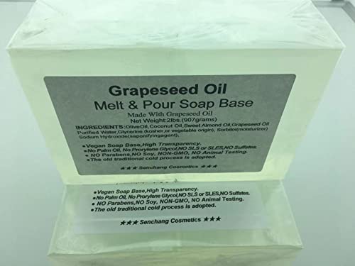 通用 2lb Грапес масло се топи и истурете база на сапун, супеја чиста, лесна за топење и истурање, природен, органски, | SLS/SLES
