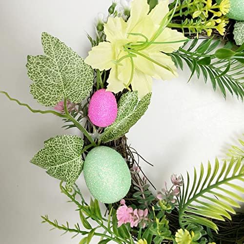 6 ”венец Велигденски венец пролет Имитација јајца украсување дизајн затворен декоративен DIY велигденски влезен врата венец Среќен Божиќ за влезна врата