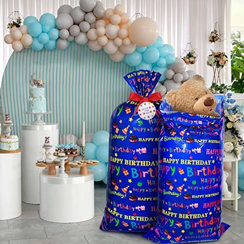 4 парчиња 70 x 40 инчи џамбо торби за подароци, екстра голема пластична торба за подароци, вреќи за завиткување на подароци со 4 врзани за кабел за бебешки туш роденден ?
