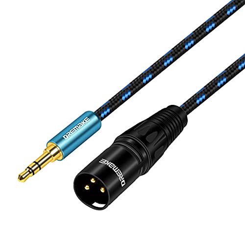 Dremake Aux 3,5 mm машки до XLR 3 -пински машки стерео аудио кабел, 3 стапки XLR до 1/8 '' Mini Jack Stereo неурамнотежен конвертор
