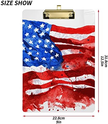 Американско Знаме Акварел Пластични Клипборди Со Метален Клип Големина На Буква Табла Со Клипови Со Низок Профил За Канцелариски Материјали Во