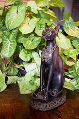 Откритијата Египетска увоз Бастет мачка божица Статуа - црна - 13 висока - направена во Египет