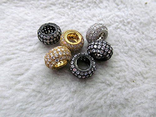 Голема дупка-12pcs 8-12mm микро кристално пејв дијамант Рондел Хекгон сребрена оружје од розово злато накит за накит накит за накит