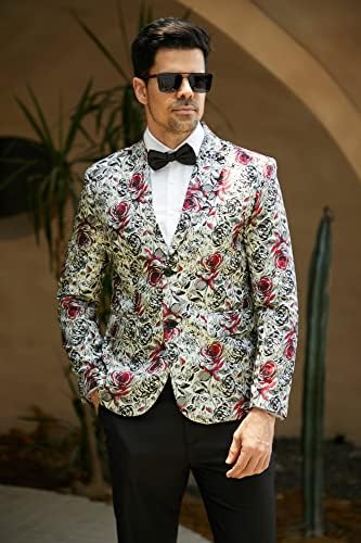 Mage Mage Meal Two Chots Futer Party Floral Suit јакна на Lapel Slim Fit Stylish Blazer
