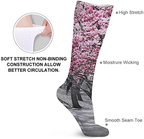 Пинк и сиво платно wallидни уметнички цевки чорапи чорапи чорапи за дишење атлетски чорапи чорапи на отворено за унисекс