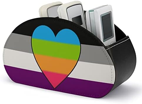 Асексуални паномантичко ЛГБТ знаме за далечински управувачи на знамето PU Fore Caddy Storage Tograsion Box со 5 оддели за материјали