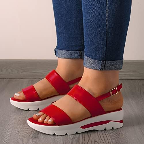 Мода пролетно лето, жени сандали, случајни ленти за токи, дебели единствени клин -пета модни сандали за жени со големина 8