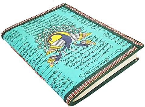 Виолетова Рачно Изработена Хартија Дневник/Весник/Лаптоп Со Паун Сликарство Во Традиционален Индиски Дизајн; Памучна Низа За Заклучување