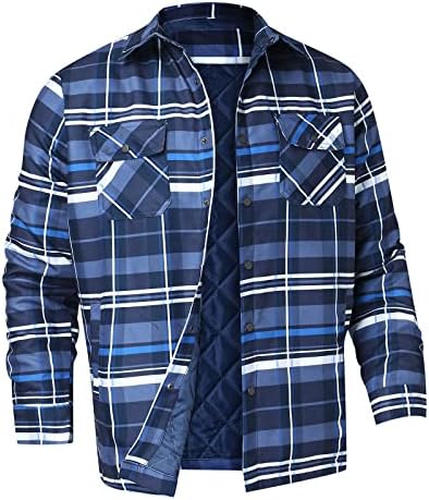 Палта за мажи кул мажи есен и зимска мода секојдневна проверка квадратна лапачка џеб без аспиратор за прицврстување на памучна јакна од памук