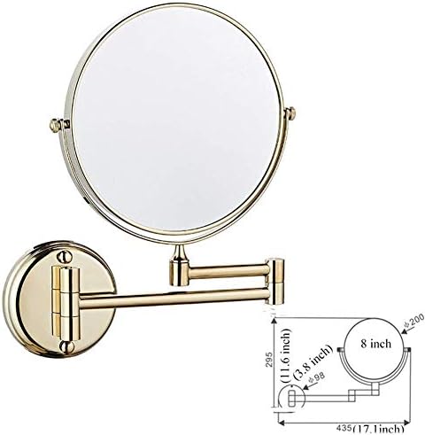 6 Во огледало за шминка монтирано во wallид, зголемувачки огледало на wallидови со 3/5x зголемување, проширување на рака, тркалезна, без светлина,