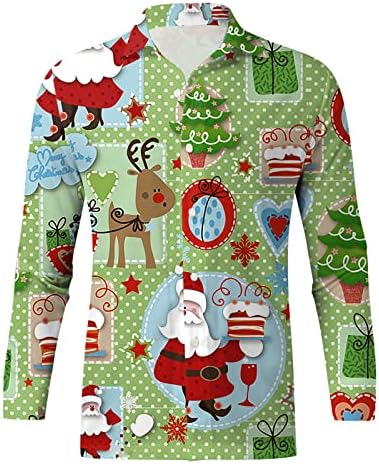 Божиќно копче на Вокачи, надолу кошули за мажи со долг ракав, смешен Божиќ, снежен човек, печатење на лежерна кошула за забава за забава