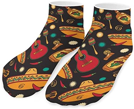 Baikutouan Среќни Fiesta глуждови чорапи кратки за мажи жени ниско сечење без шоу
