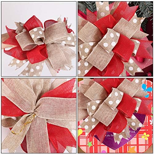 Абоофан 1 парчиња рачно изработени Божиќни лакови за новогодишни елки за украси кутии со украси црвена забава фаворити
