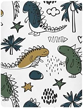Диносауруси бели чаршафи за девојчиња за момчиња пакуваат и играат чаршафи со листови за кревање, вградени креветчиња за креветчиња