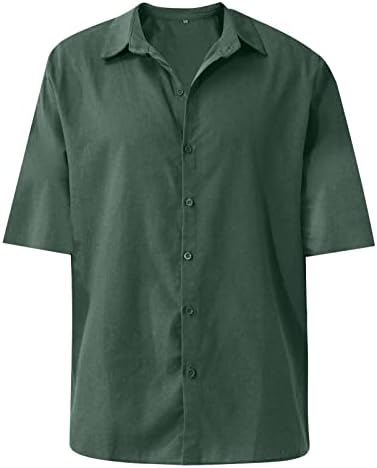 Машка маица, дизајнер пролетно лето лето машка лежерна постелнина со цврста боја со кратки кошули со кратки ракави лабави кошули
