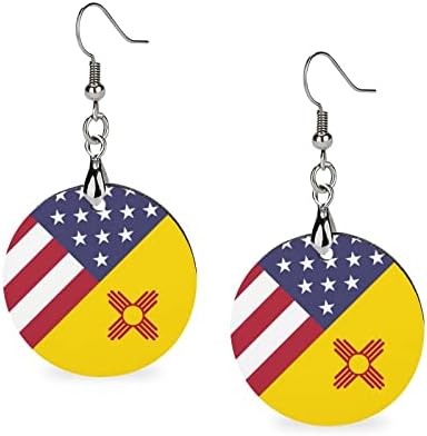 Американски мексико знаме дрвени обетки околу приврзоци за висини куки за уши накит за жени