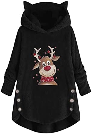 Qtocio Sherpa Pulverover Hoodie мека плишана плишана мечка со долги ракави, маичка со качулка, мечка, за жени пуловер, симпатичен палто